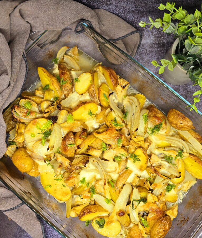 Pommes de terre, artichauts et fenouil rôtis au four 188 Pommes de terre, artichauts et fenouil rôtis au four