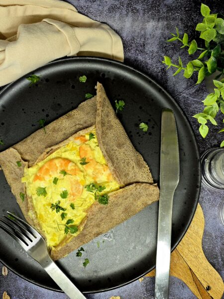 Galette aux crevettes et poireaux