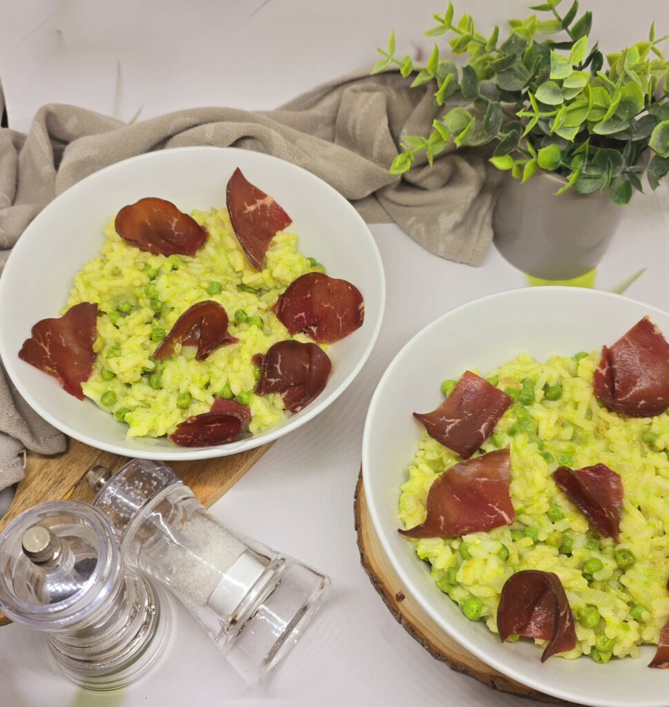 Risotto aux petits pois et à la brésaola