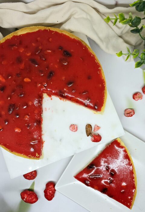 Tarte aux pralines roses