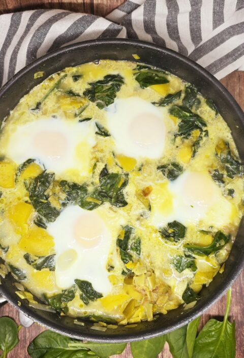 Chakchouka pommes de terre épinards