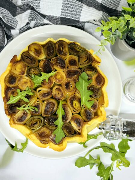 Tatin de poireaux rôtis