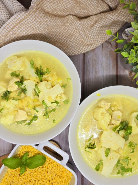 Bouillon coquillettes poulet et chou fleur