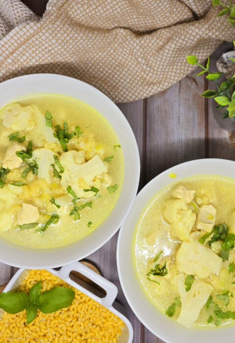 Bouillon coquillettes poulet et chou fleur