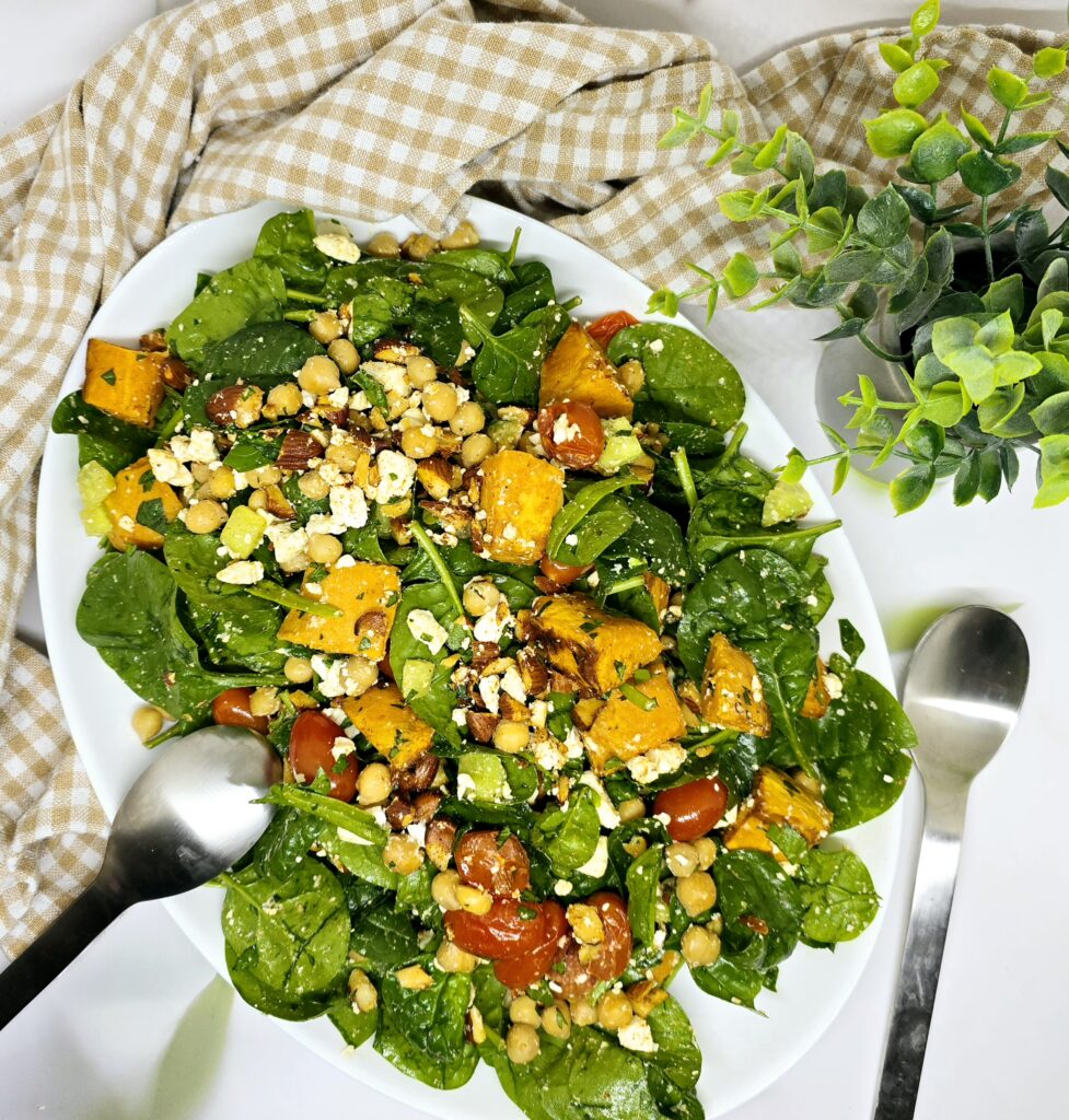 Salade de patates douces, amandes et fêta
