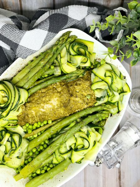 Filet mignon au pesto et légumes printaniers