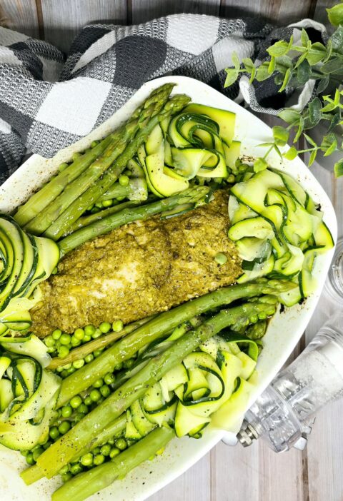 Filet mignon au pesto et légumes printaniers