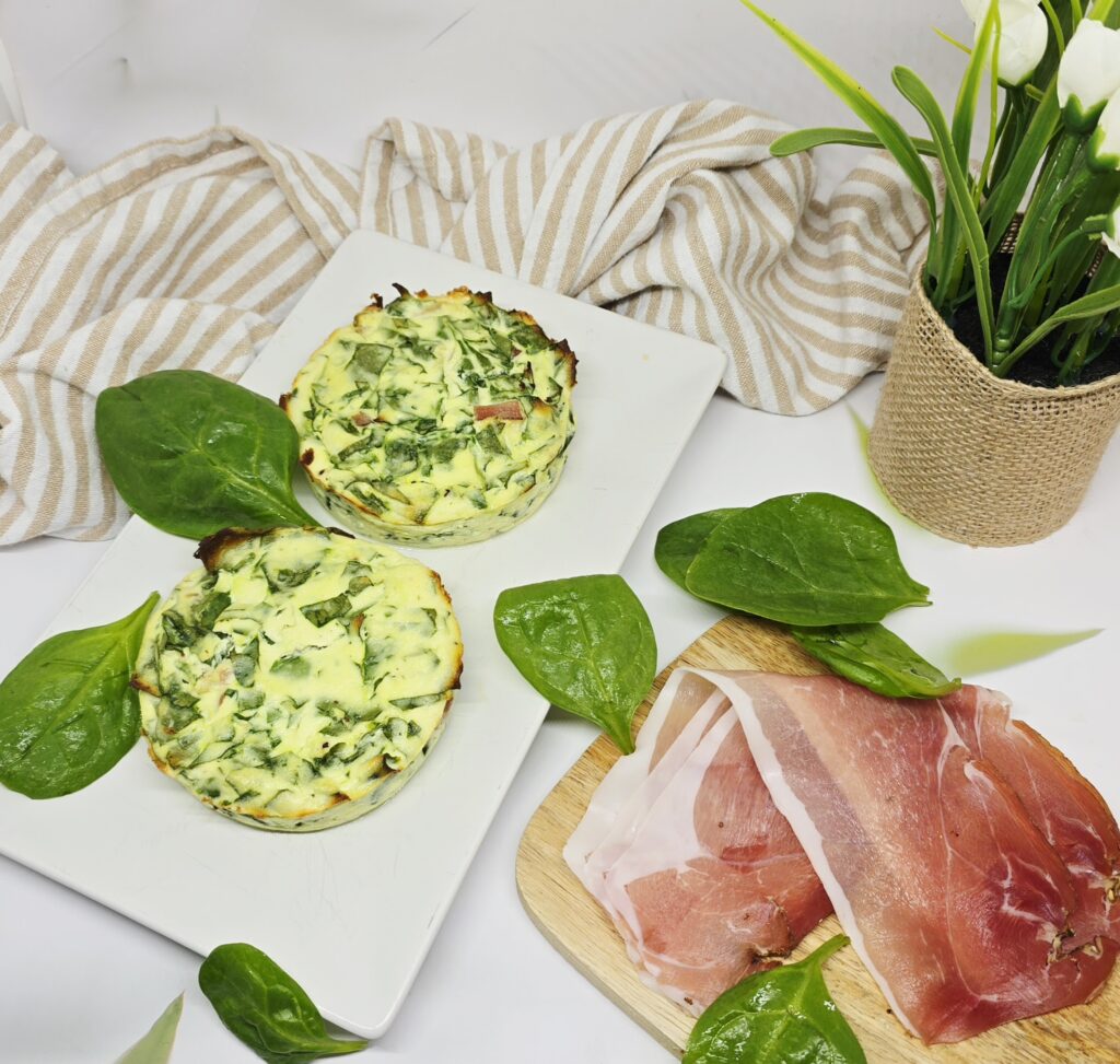 Flans épinards, speck, ricotta