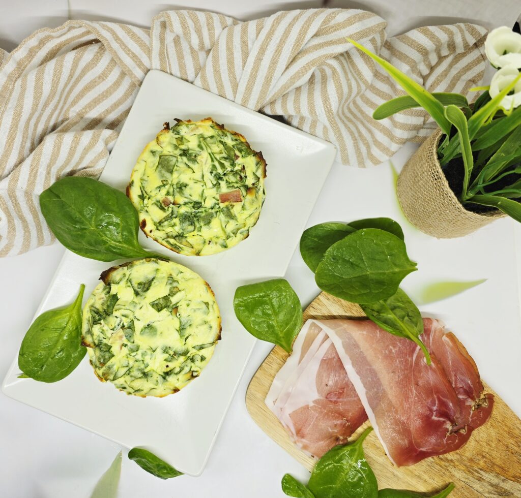 Flans épinards, speck, ricotta