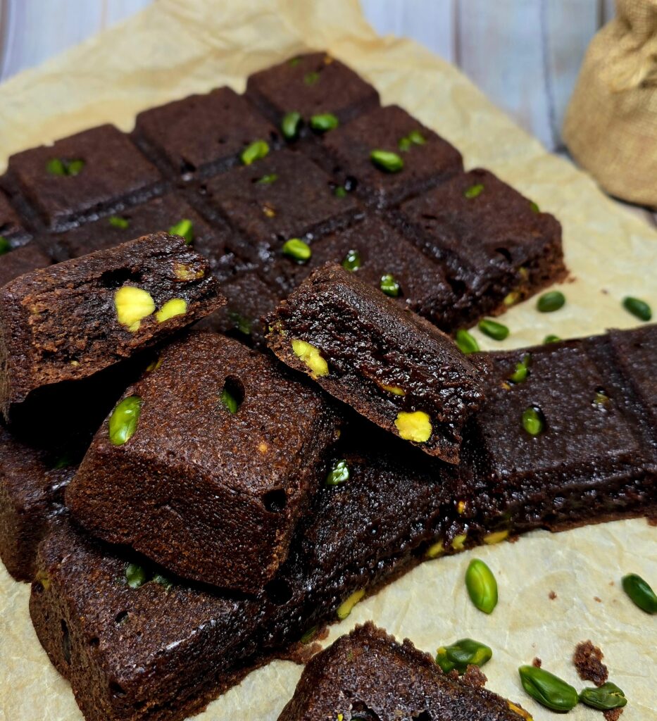 Brownie chocolat noir pistache
