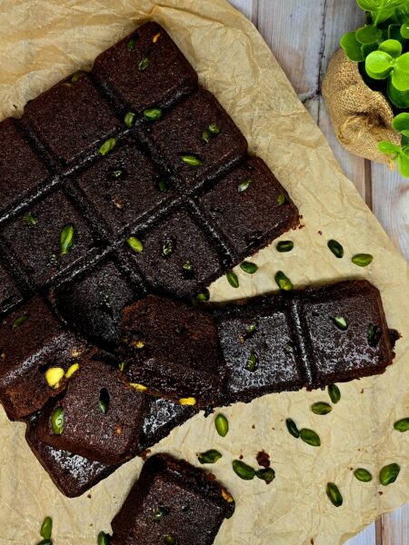 Brownie chocolat noir pistache