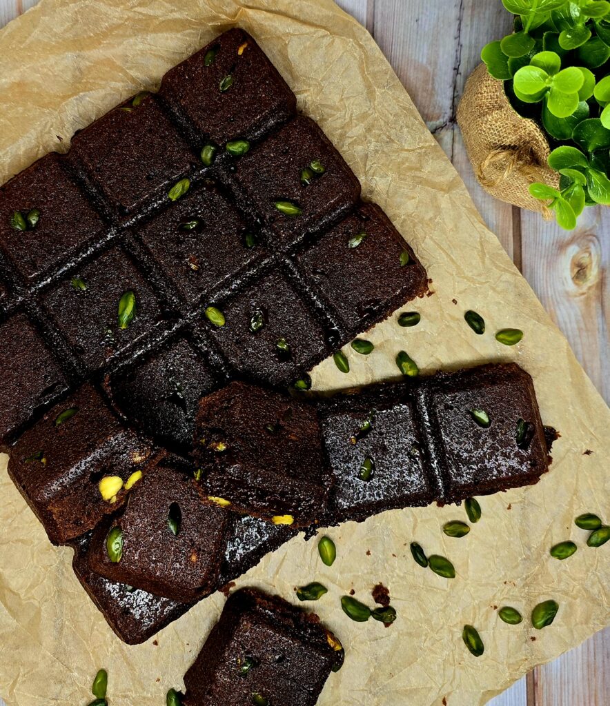Brownie chocolat noir pistache