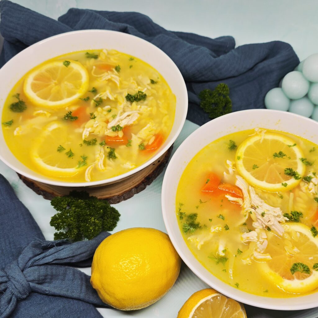 Bouillon de poulet, citron et orzo