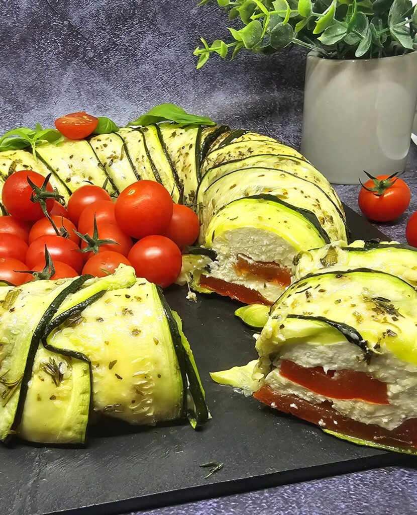 Couronne de courgette, poivrons et mozzarella