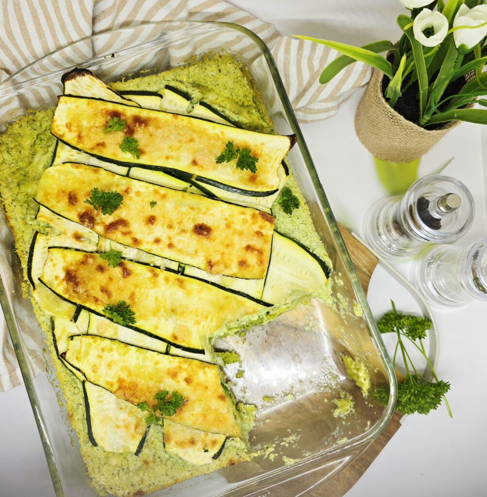 Gratin de ravioles et courgettes