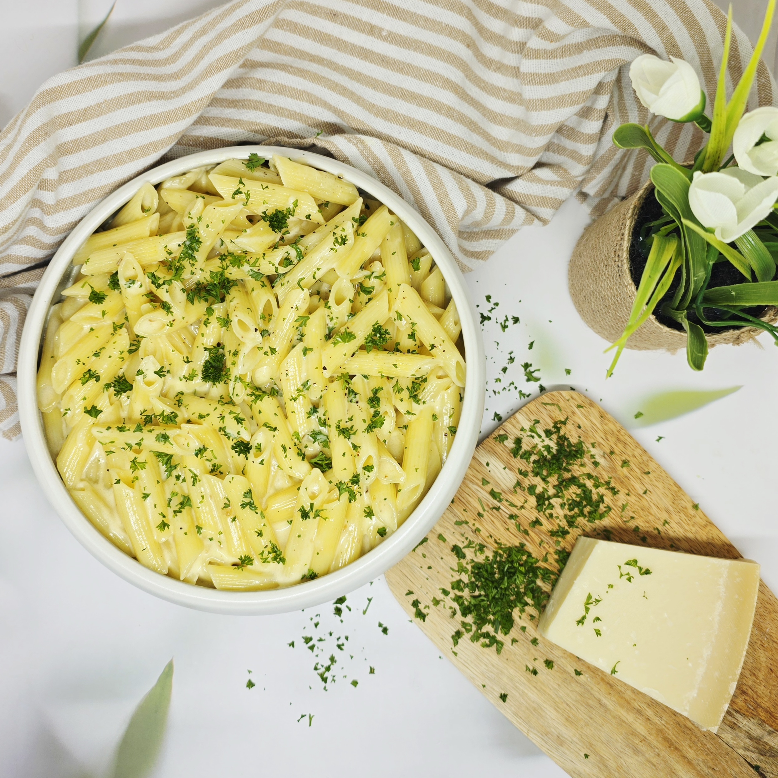 Pâtes crémeuses à l&rsquo;ail et au parmesan