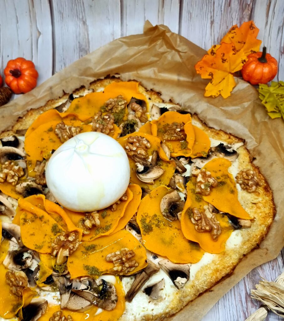 Pizza automnale à la pâte de chou fleur 1 Pizza automnale à la pâte de chou fleur