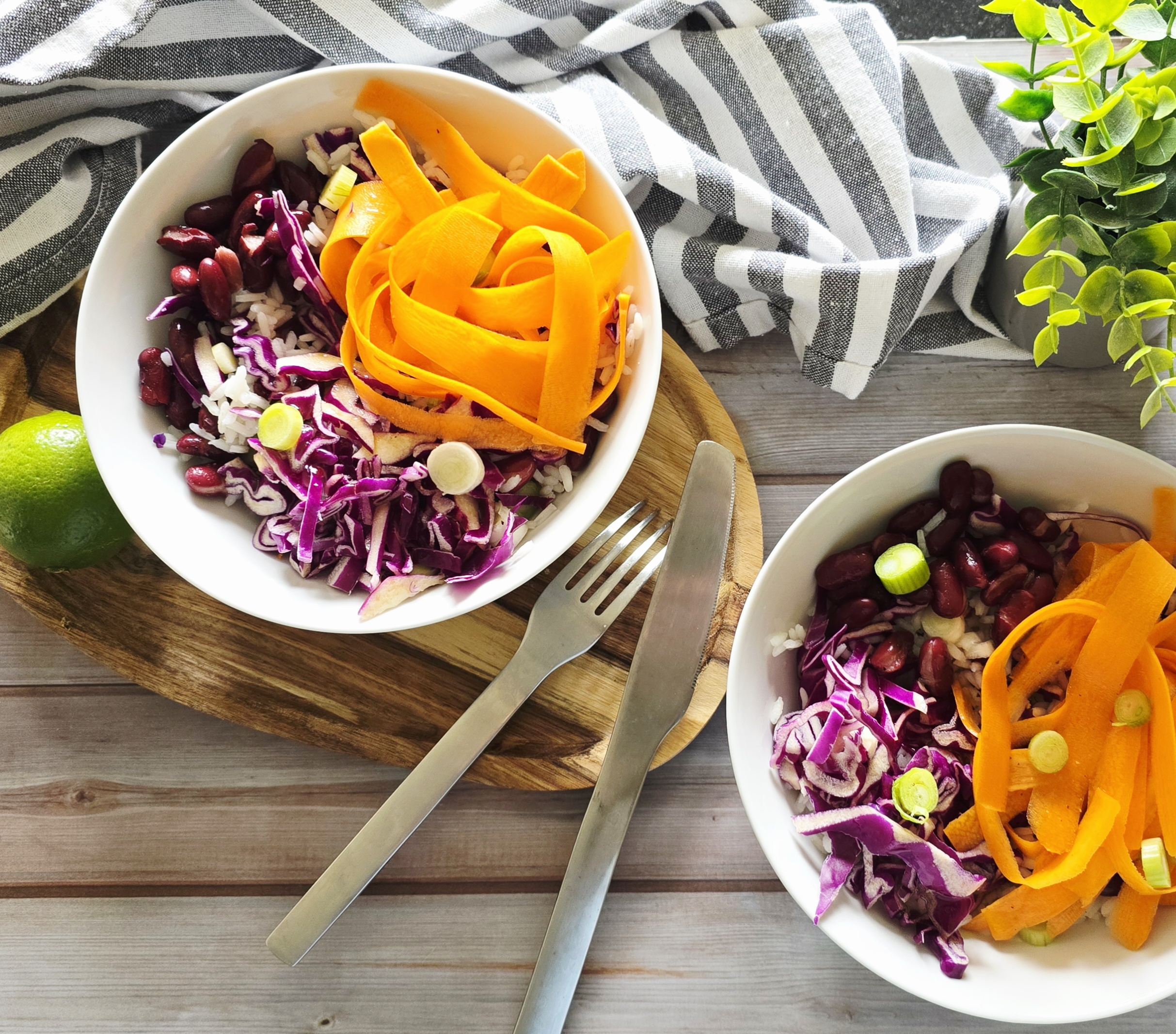 Salade express chou, haricots rouges et carottes