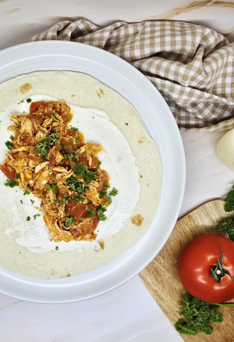 Tacos au poulet effiloché