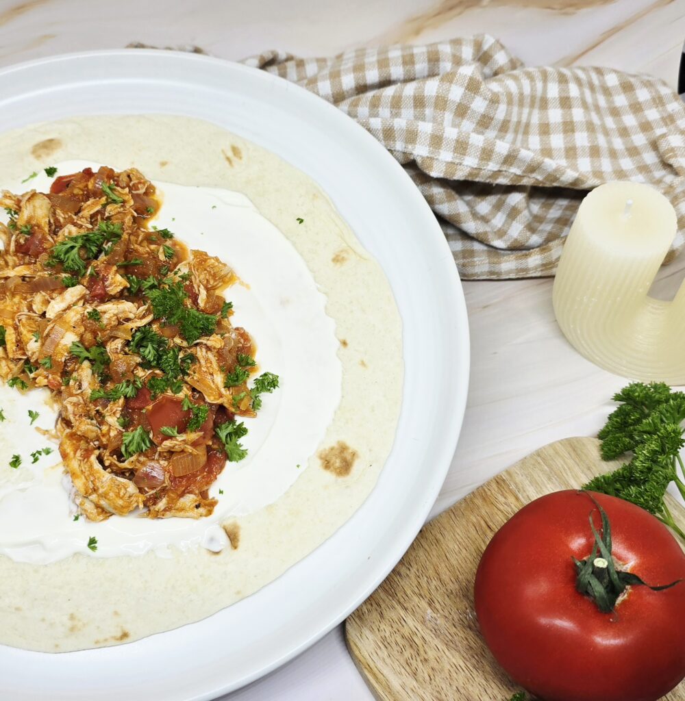 Tacos au poulet effiloché
