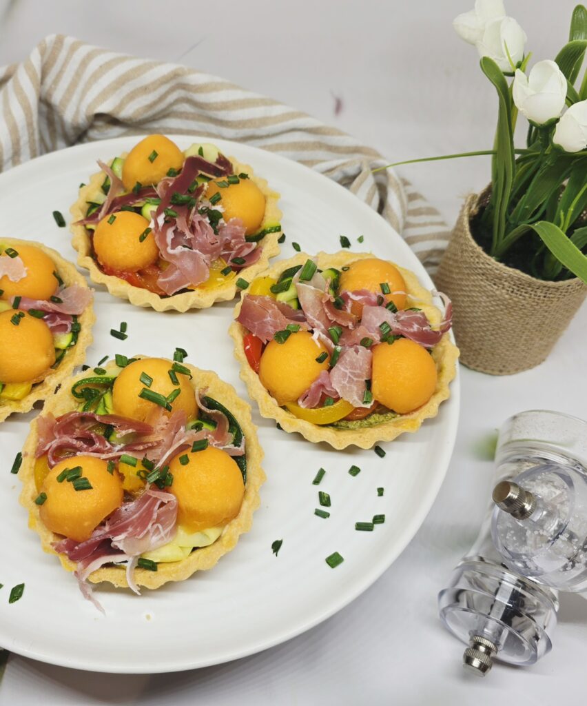 Tartelettes melon jambon cru 1 Tartelettes melon jambon cru