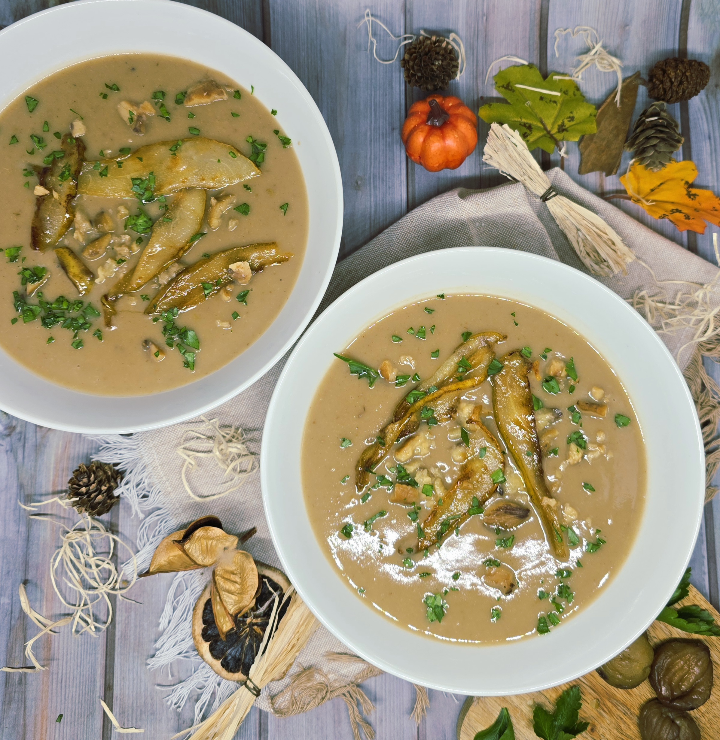 Velouté de châtaignes aux poires – Soupe onctueuse et réconfortante
