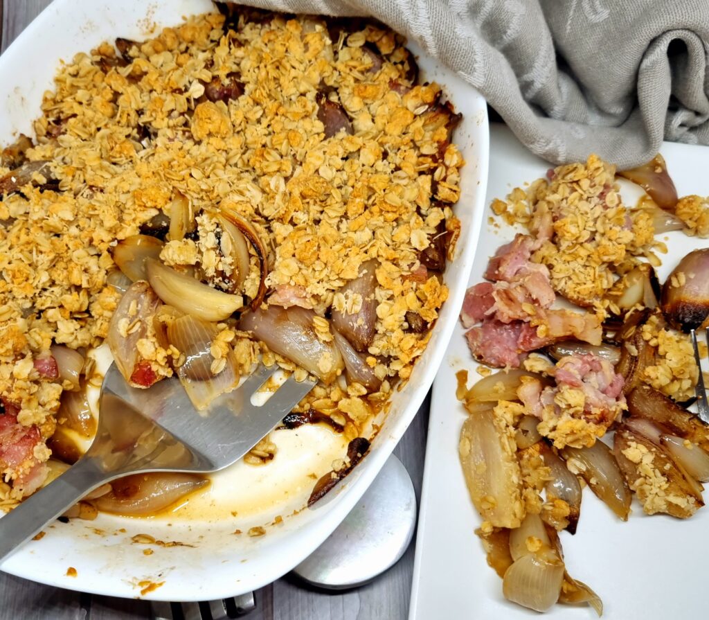 Crumble d’échalotes au lard fumé facile et gourmand