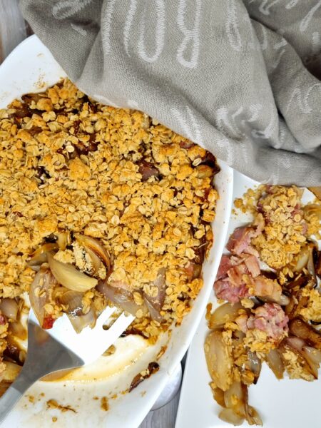 Crumble d’échalotes au lard fumé facile et gourmand