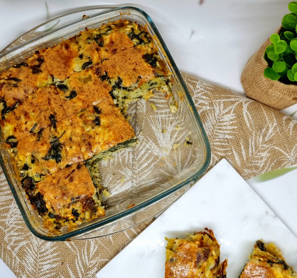 Gâteau de riz aux poireaux et épinards facile et savoureux