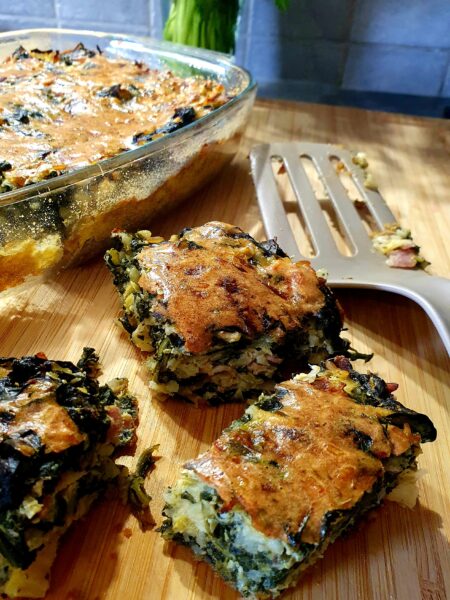 Gâteau de riz aux légumes verts (épinards, poireaux et parmesan)