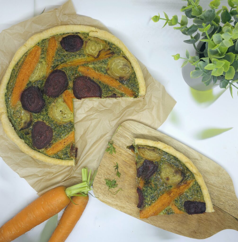 Quiche aux carottes et betteraves rôties facile et gourmande
