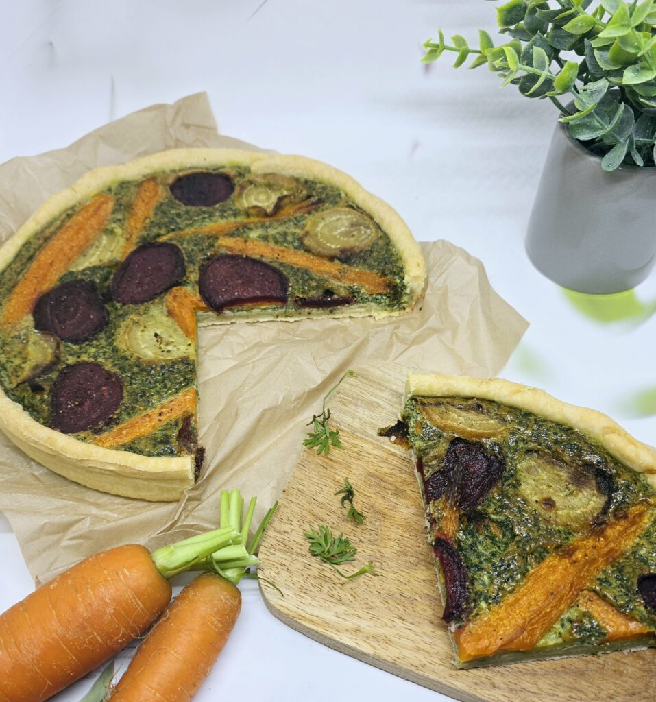 Quiche aux carottes et betteraves rôties facile et gourmande