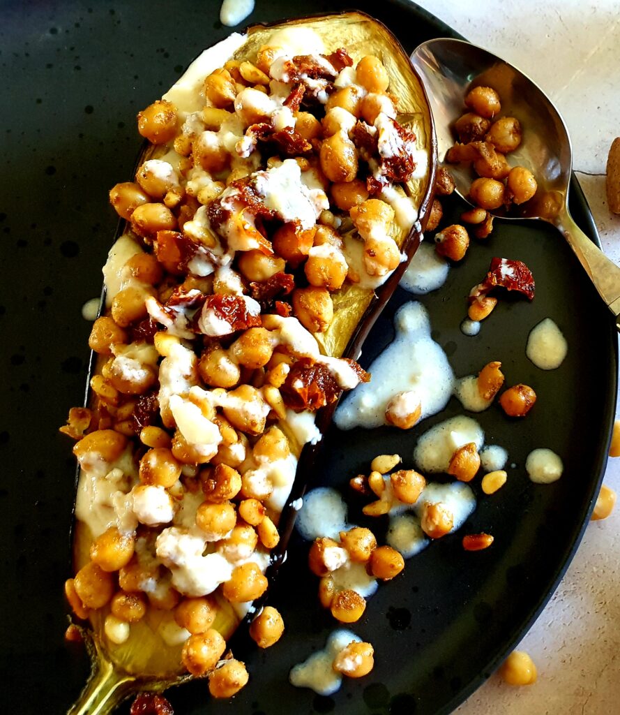 Aubergines rôties aux pois chiches grillés 1 Aubergines rôties aux pois chiches grillés