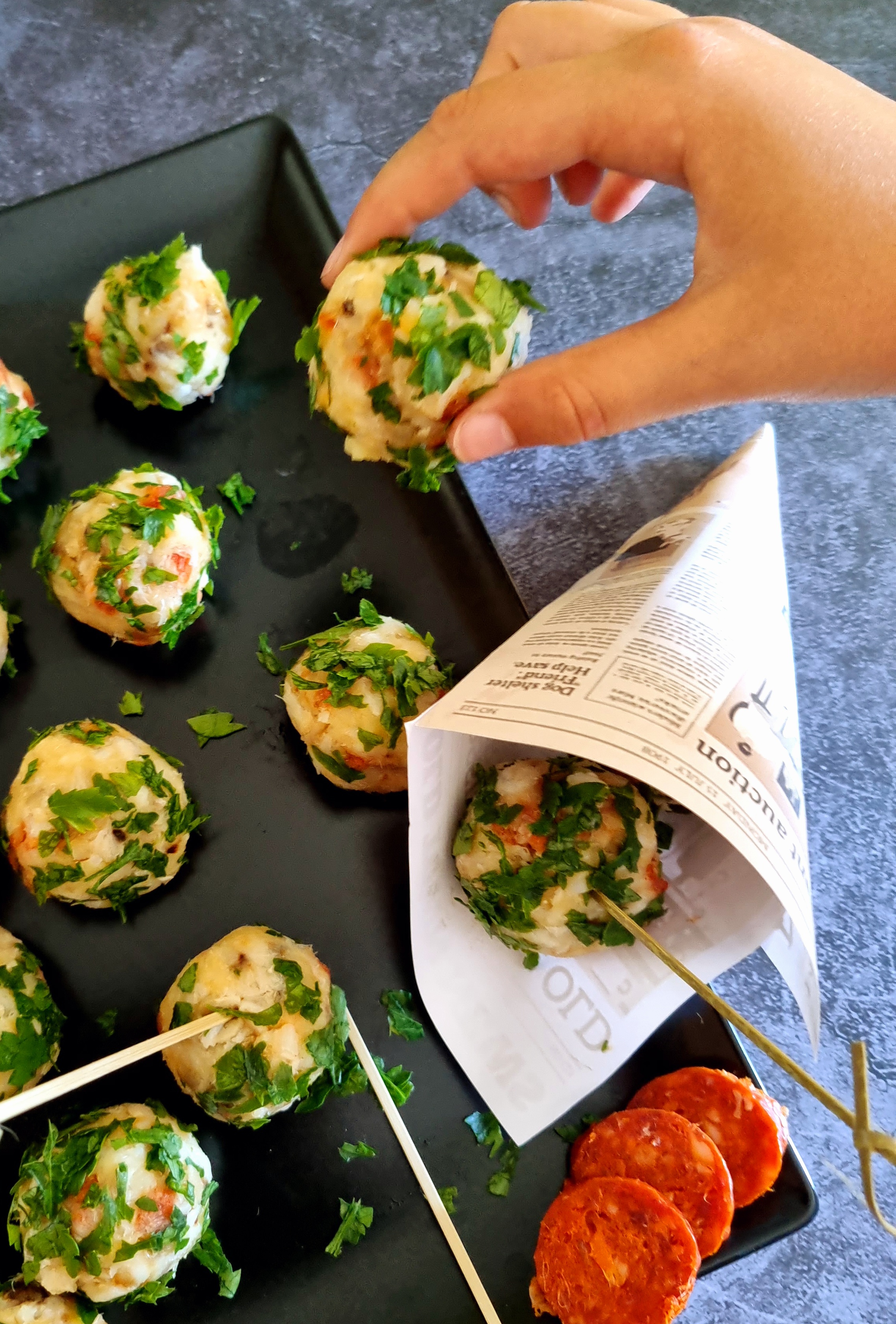 Boulettes de cabillaud et chorizo
