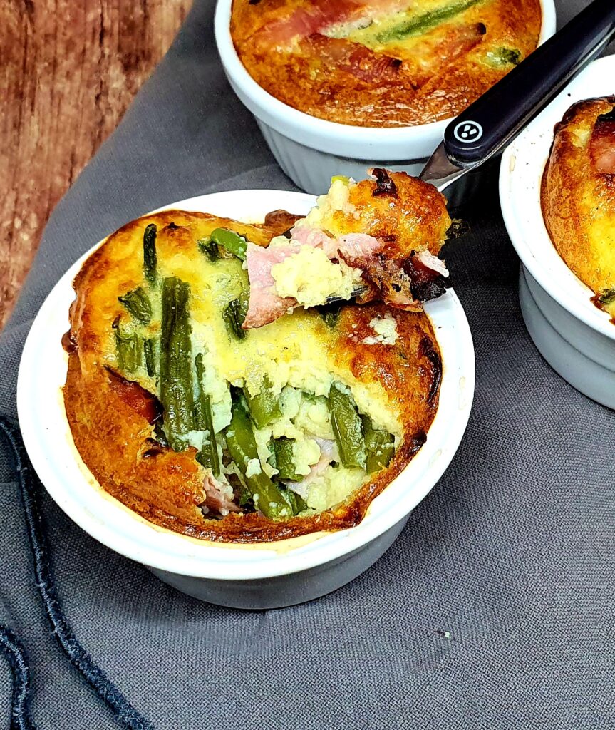 Clafoutis haricots verts, bacon et parmesan 1 Clafoutis haricots verts, bacon et parmesan
