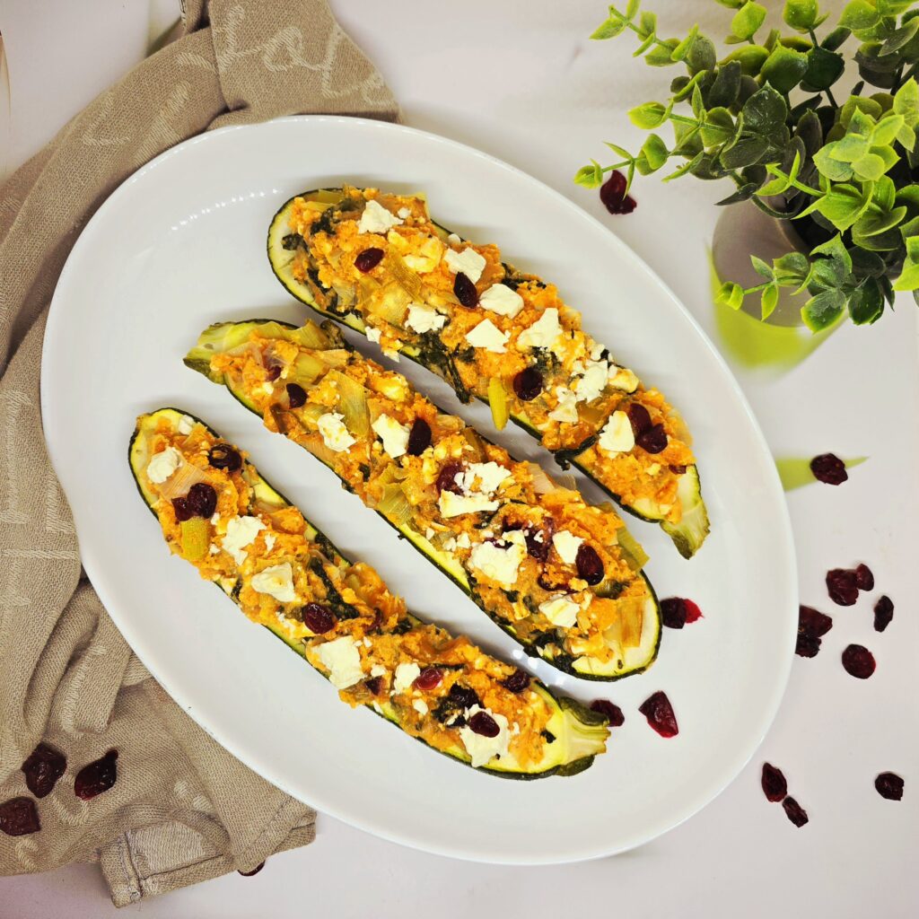 Courgettes farcies à la patate douce et fêta