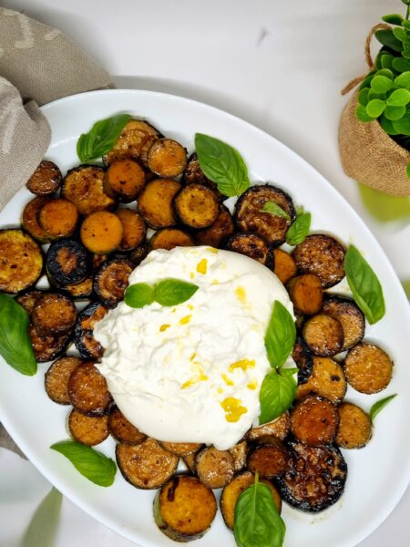Courgettes sautées au balsamique et burrata