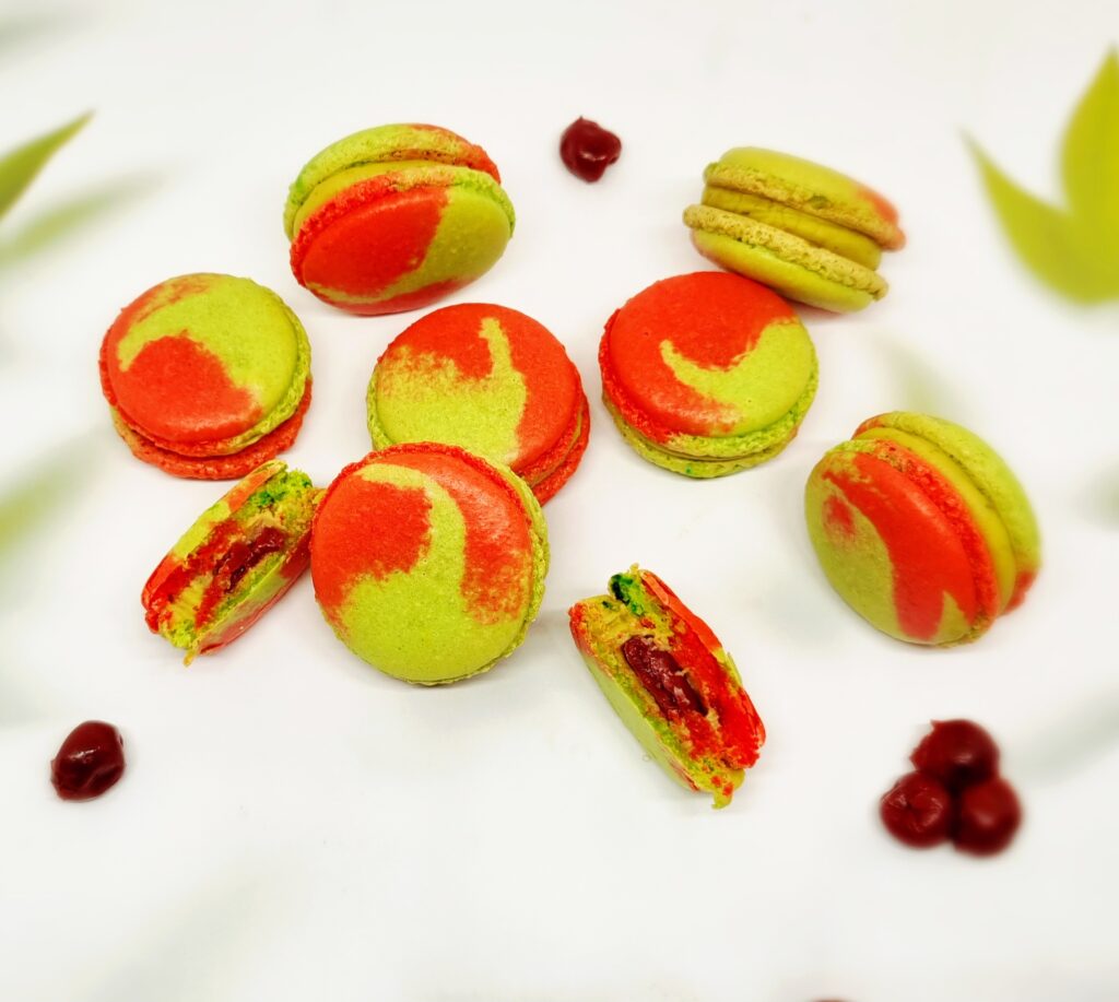 Macarons pistache cerise