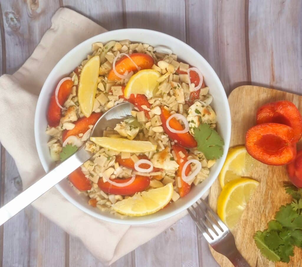 Salade de crozets au poulet grillé et abricots