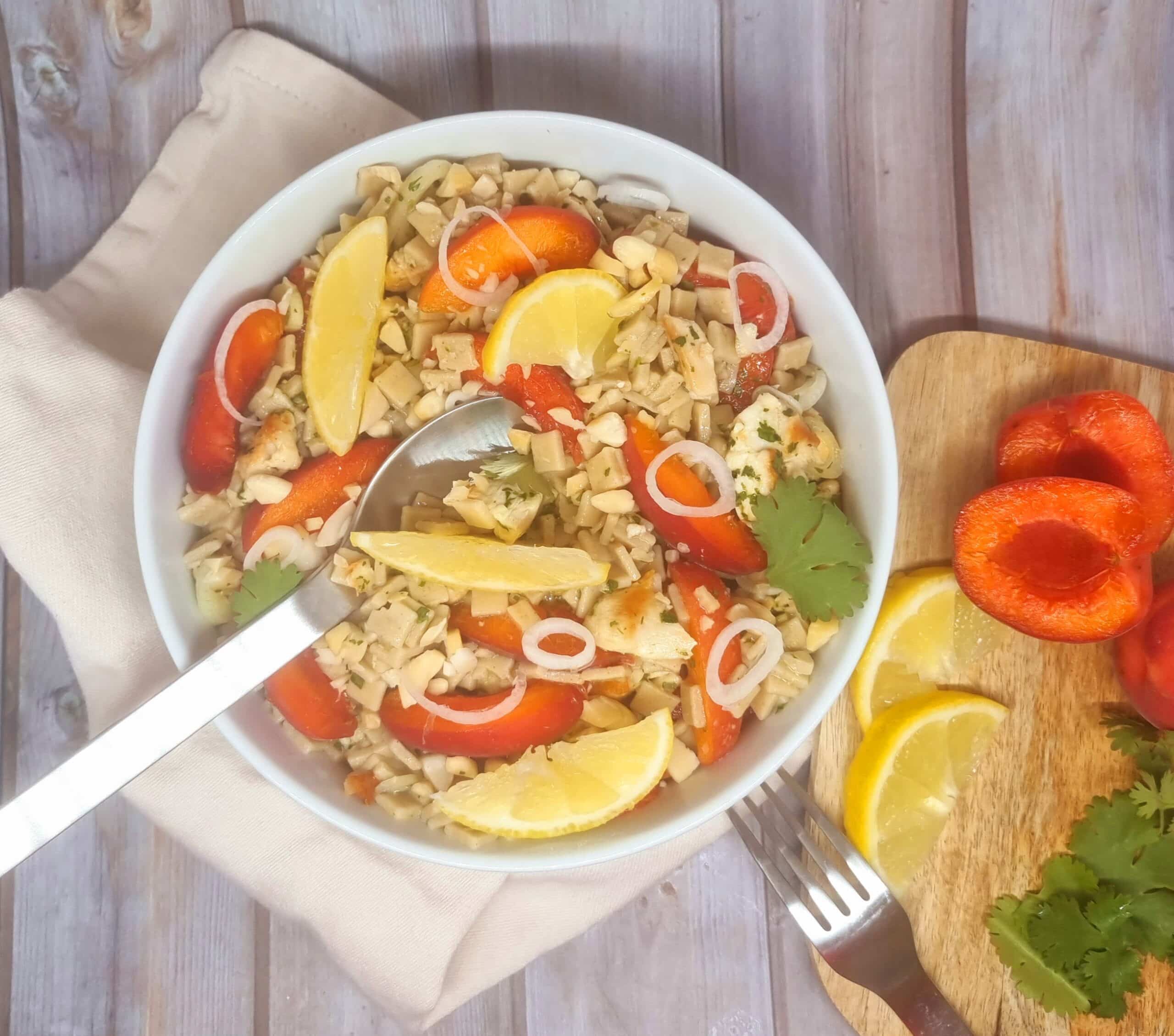 Salade de crozets au poulet grillé et abricots