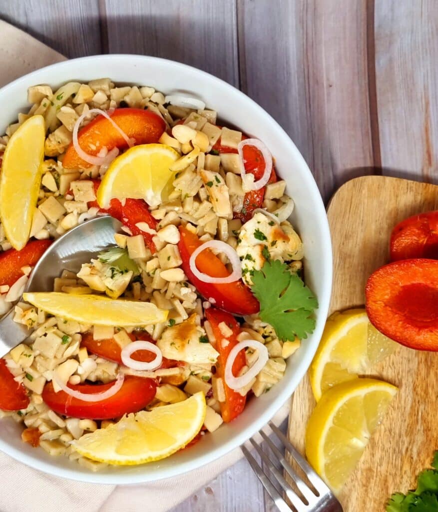 Salade de crozets au poulet grillé et abricots 1 Salade de crozets au poulet grillé et abricots