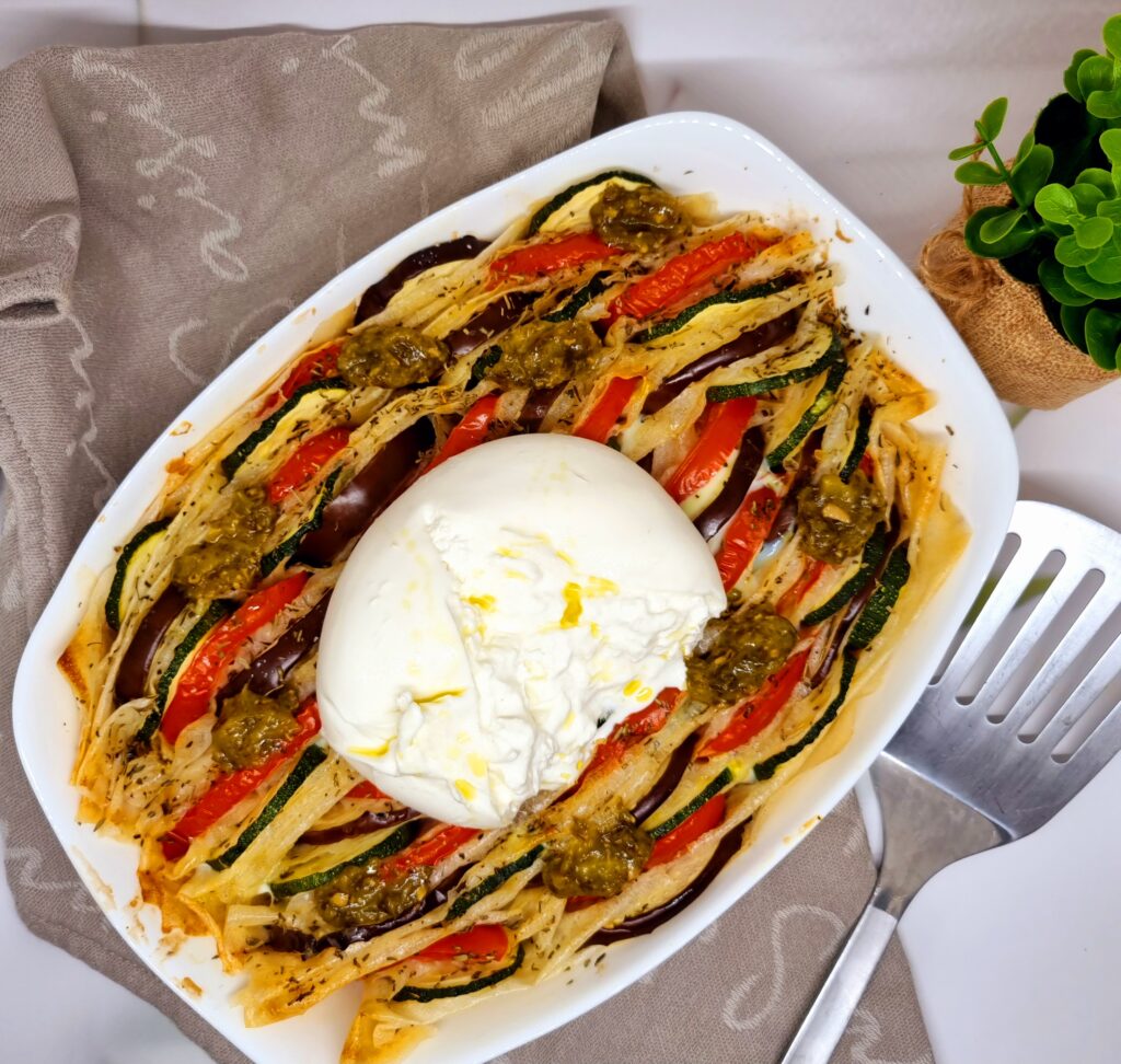 Croustade de légumes à la burrata