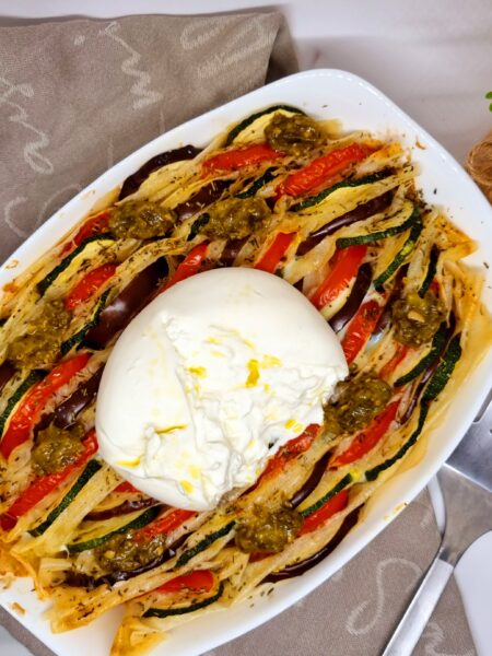 Croustade de légumes à la burrata