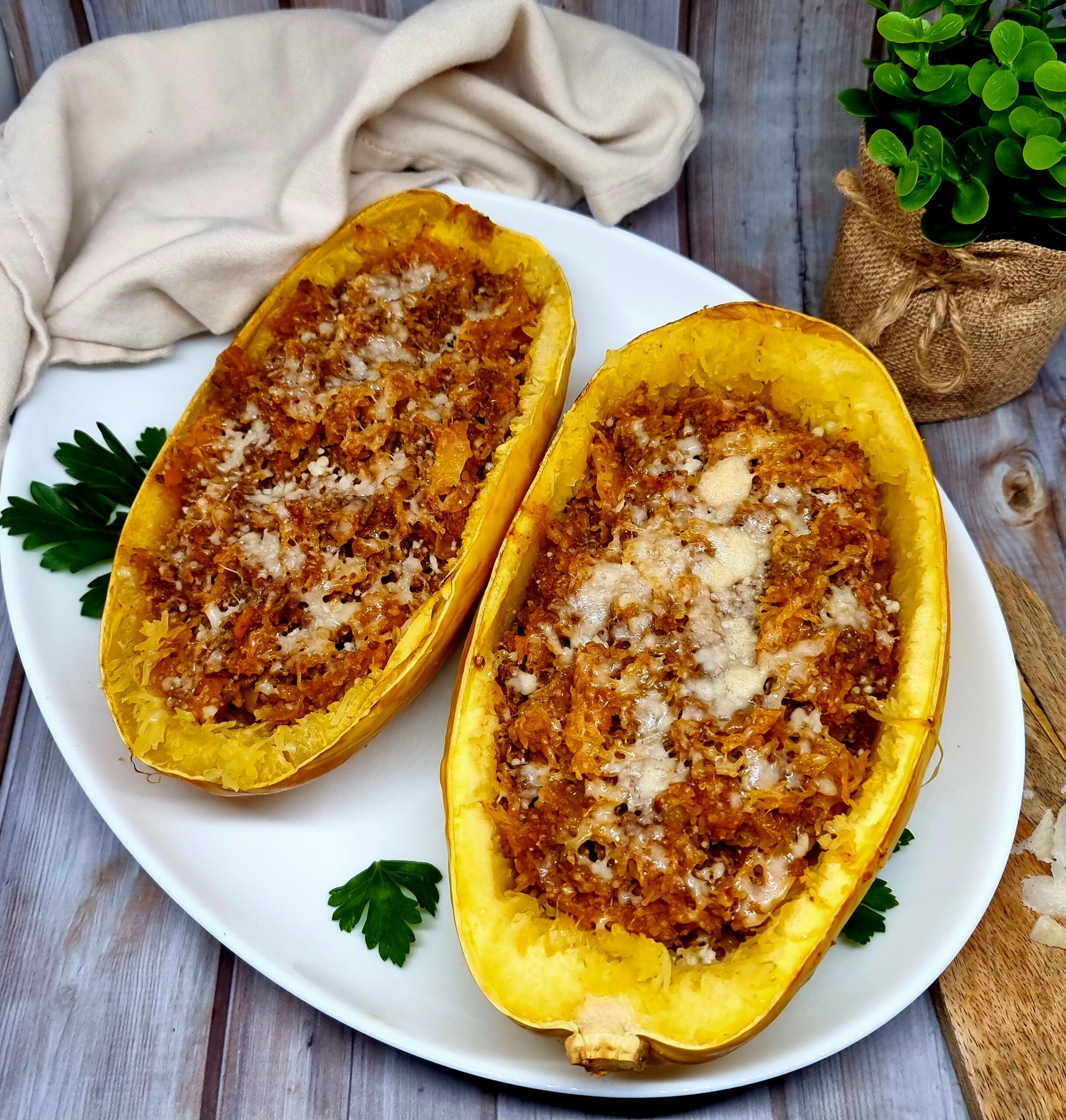 Courges spaghettis à la bolognaise