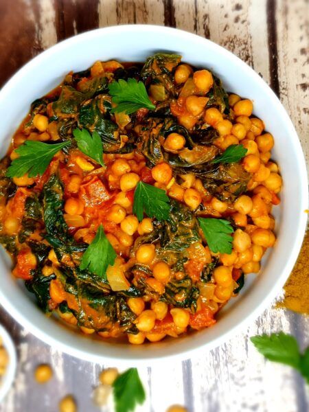 Curry de pois chiches et épinards