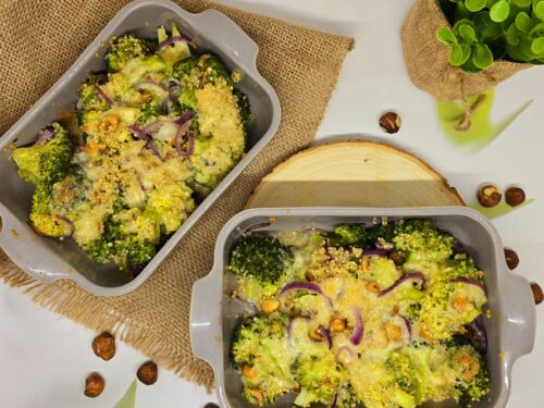 Gratin de brocoli au Boursin et noisettes