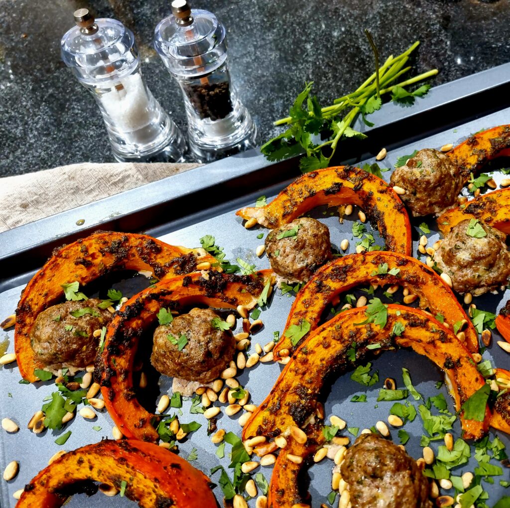Potimarron rôti aux boulettes