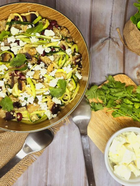 Salade de quinoa aux aubergines et à la fêta