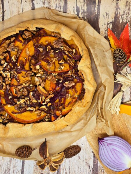 Tarte rustique potimarron et oignons