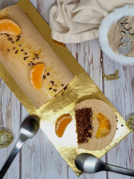 Bûche clémentine et chocolat au caramel
